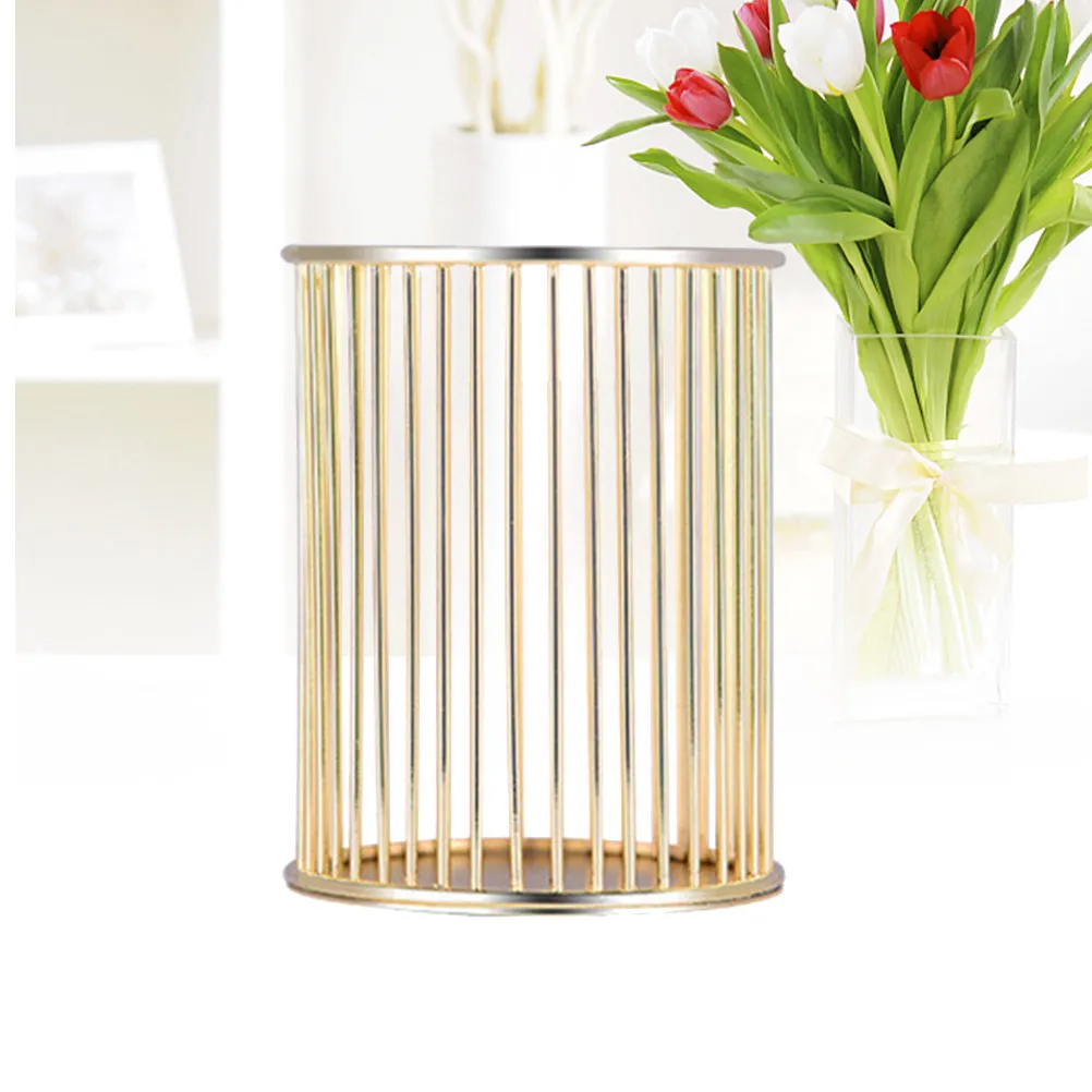 Metal Luxury Gold Holder Organizer Hollow Pen Holder Out Heavy Duty Pencil Desktop Home Office School Clean Tidy