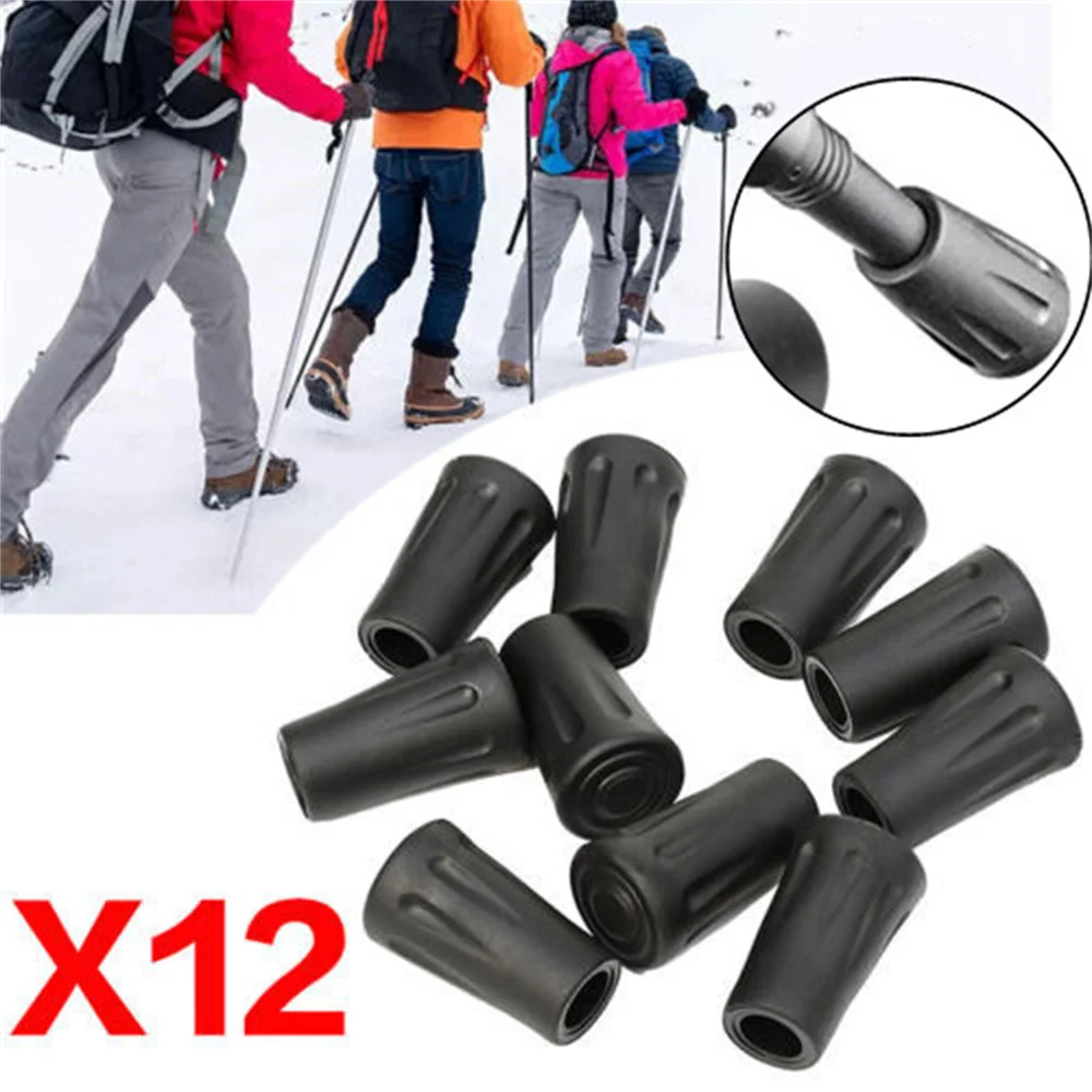 12pcs Replacement Reinforced Rubber Tip End Cap Hammer Trekking Pole Walking Hiking Stick Protector Cap Accessories Outdoor Camp