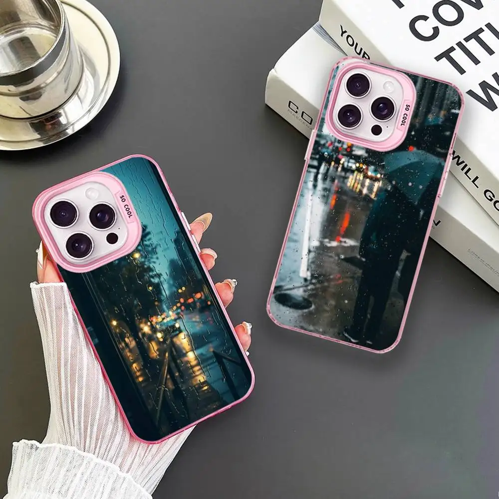 

Rainy City Phone Case For iPhone 16,15,14,13,12,11,Mini,Pro,MAX Pink Matte Shockproof Cover