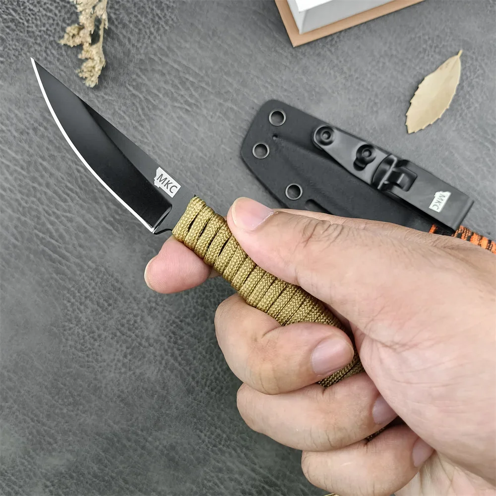 Portable MKC Montana Knife Company Speedgoat Fixed Knives 440c Blade Nylon Rope Handle Outdoor Tactical Camping Hunting EDC Tool