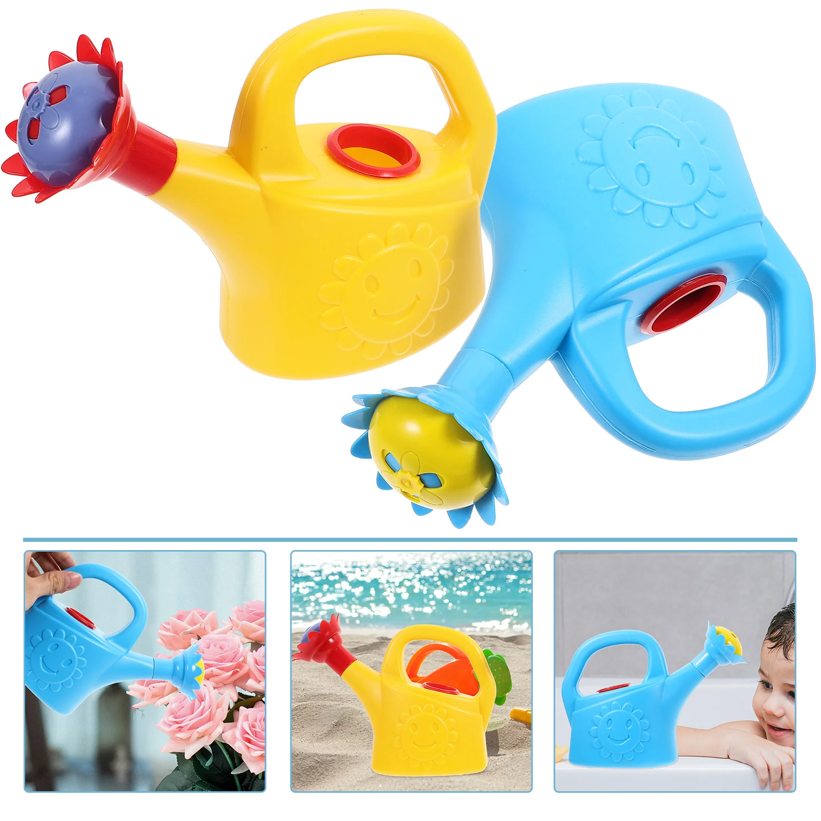 

2 Pcs Watering Can Funny Toy Summer Beach Toys Kids Sand Baby Bathing Plaything Boy Outdoor Metal Pot Plastic Mother Toddler