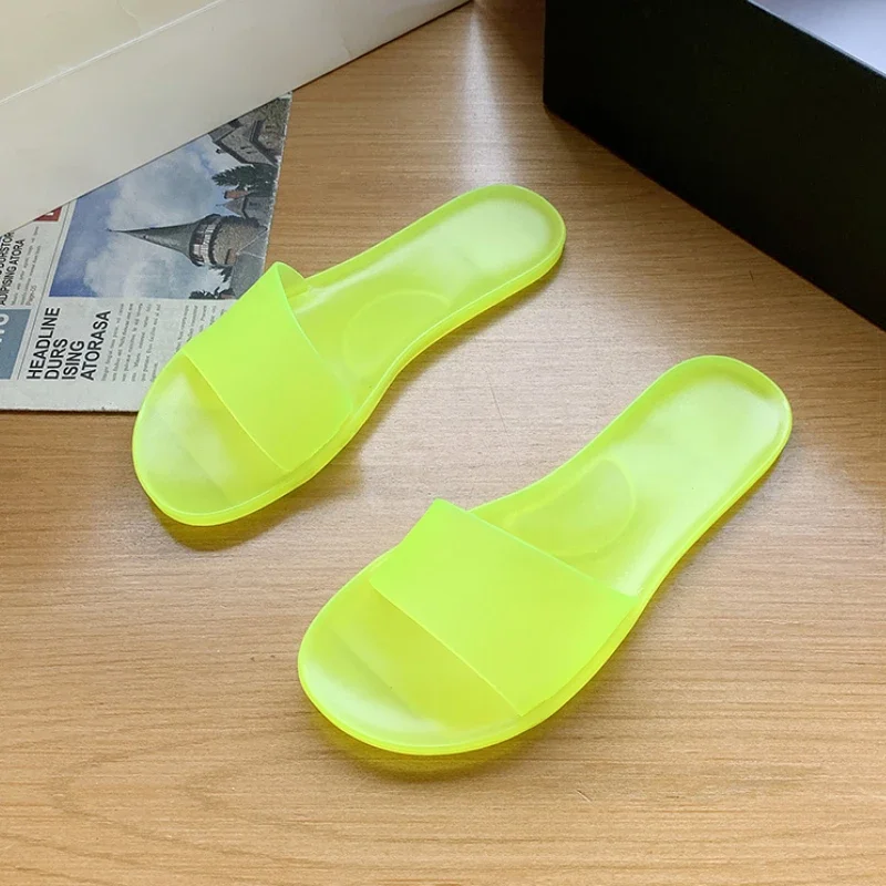 Women Slippers Pvc Transparent Crystal Casual Shoes Ladies Sandals Fashion Summer Clear Flip Flops Flat Slippers Zapatos Mujer