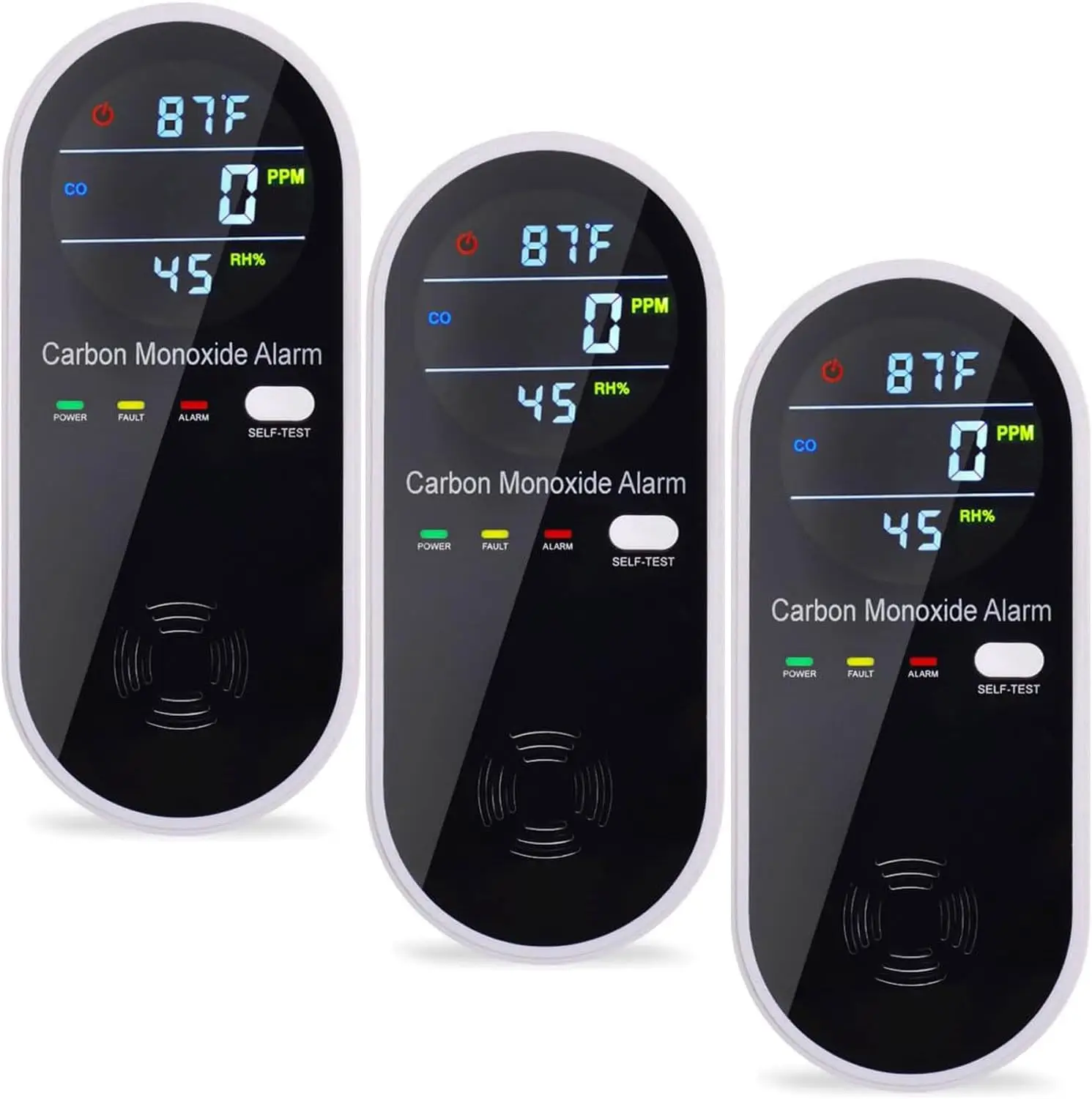 

Plug-in CO Detector with LCD Display - 3-in-1 Monitor for Carbon Monoxide, Temperature & Humidity, Easy Installation