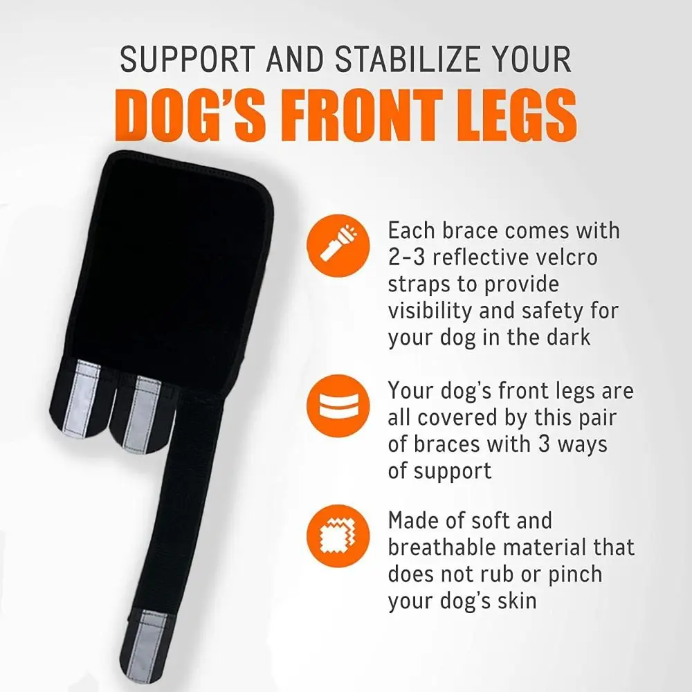 1PC Portable PC Strips Dog Front Leg Brace Reflective Strips Adjustable Straps Joint Support Breathable Non-Slip Knee Brace