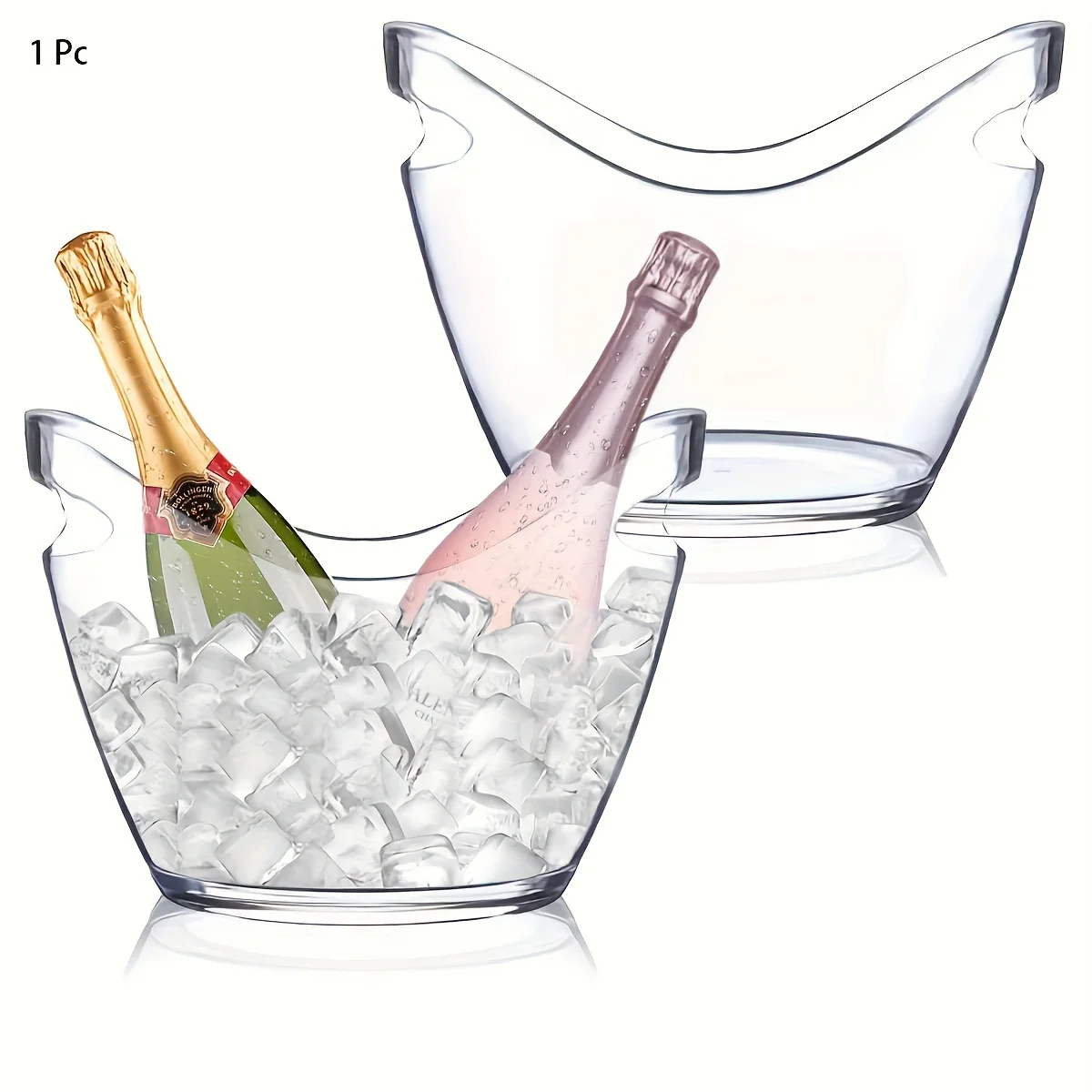 1 pc large transparent ice bucket, thickened holiday wine and champagne cooler, used for parties, gatherings, outdoor activities