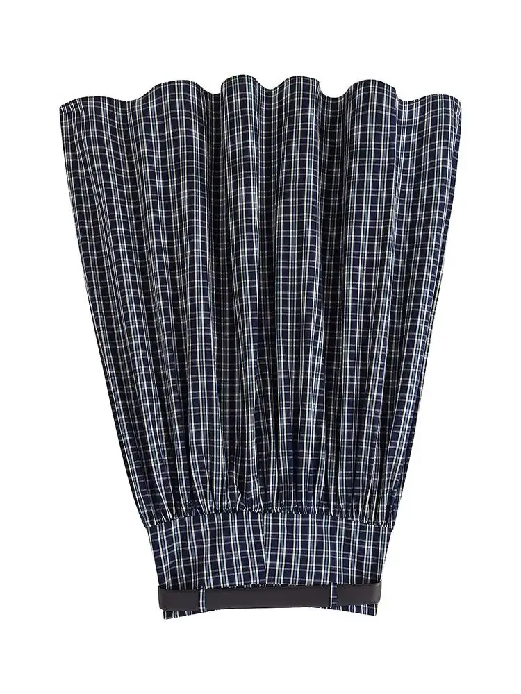 

HH женская мода клетчатый пояс украшения повседневная длинная юбка на молнии с высокой талией шикарная свободная плиссированная юбка женская юбка в уличном стиле