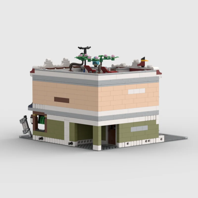 1462 قطعة MOC المعكرونة الدراجة متجر وحدات وحدات نموذج بناء هدية الكريسماس كتل تجميع لتقوم بها بنفسك لعبة التعليم الطوب عيد ميلاد