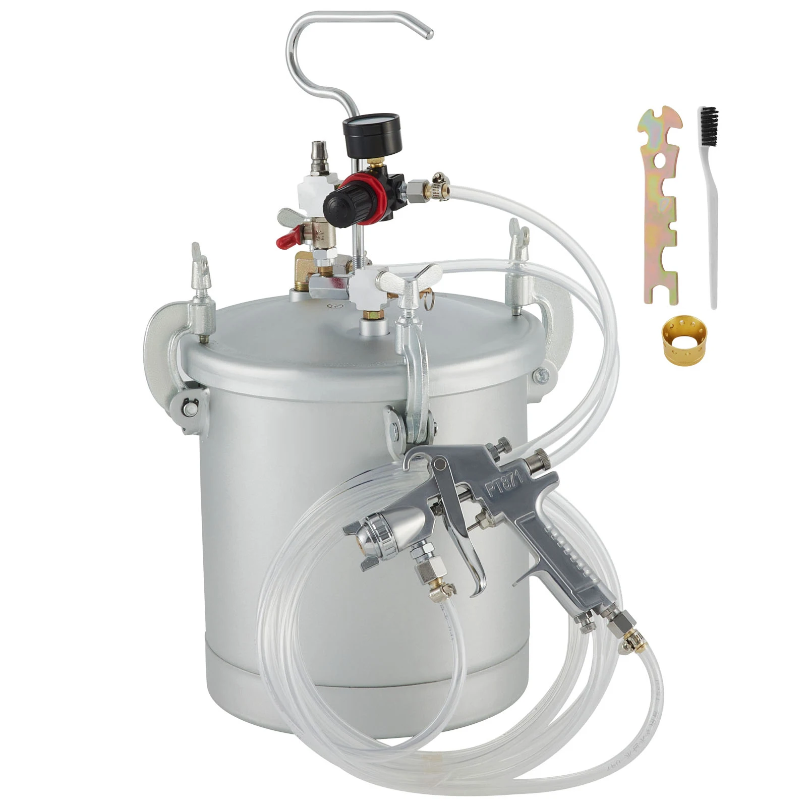 SucceBuy 10L/2.5 جالون خزان رش وعاء الطلاء بالضغط مع مسدس رش وخرطوم للمنزل الخارجي أو رش الطلاء التجاري
