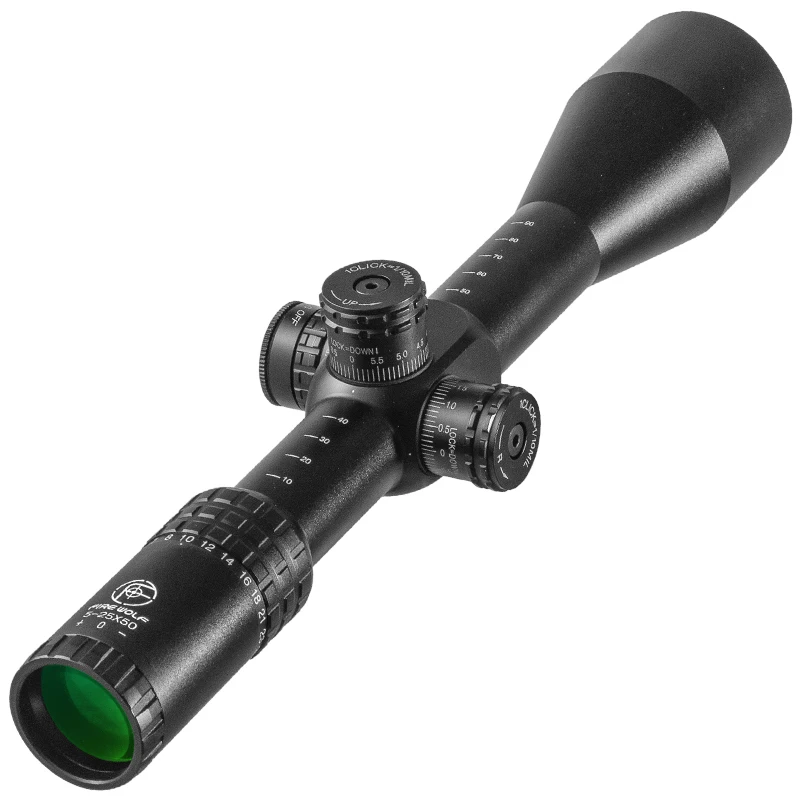 FIRE WOLF 5-25X50 FFP Tactical Big handwheel Turrets Optical Rifle Scope Red Green Hunting Riflescope Glass Reticle Sniper sight