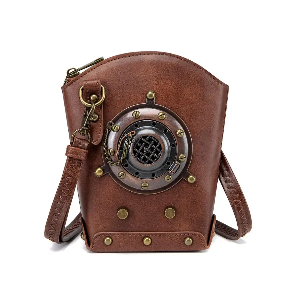 

Medieval Industrial Steampunk Retro Rivets Chain Mini Crossbody Bag Vintage Gothic Shoulder Purse for Travel & Casual Outfits