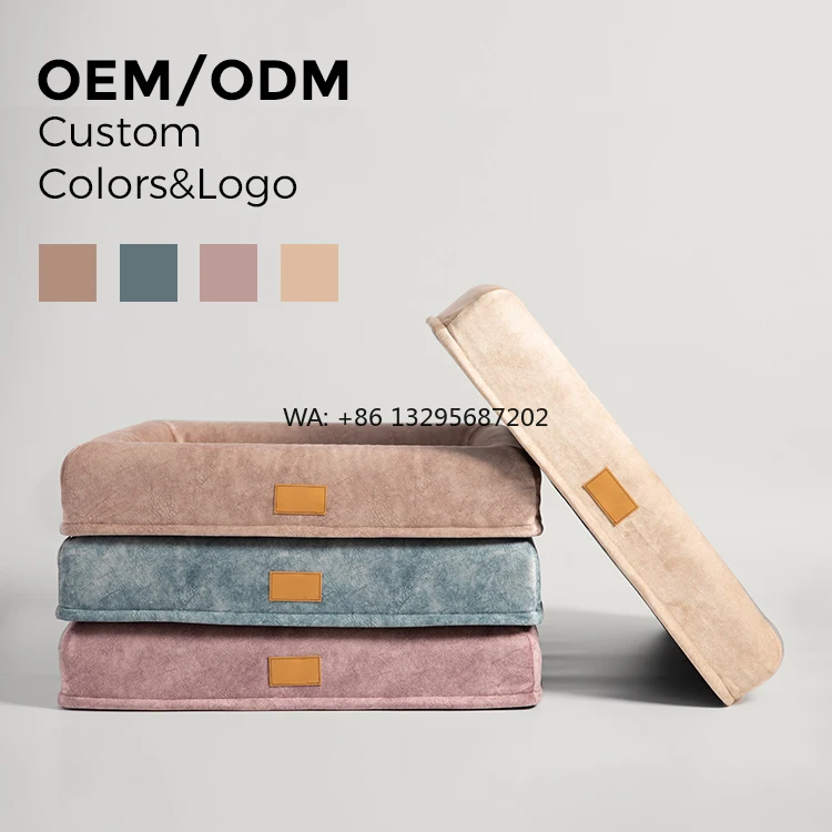 

Изготовленная на заказ OEM ODM роскошная голландская бархатная ткань с эффектом памяти, кровать для собак, водонепроницаемая кровать для домашних животных с нескользящим дном