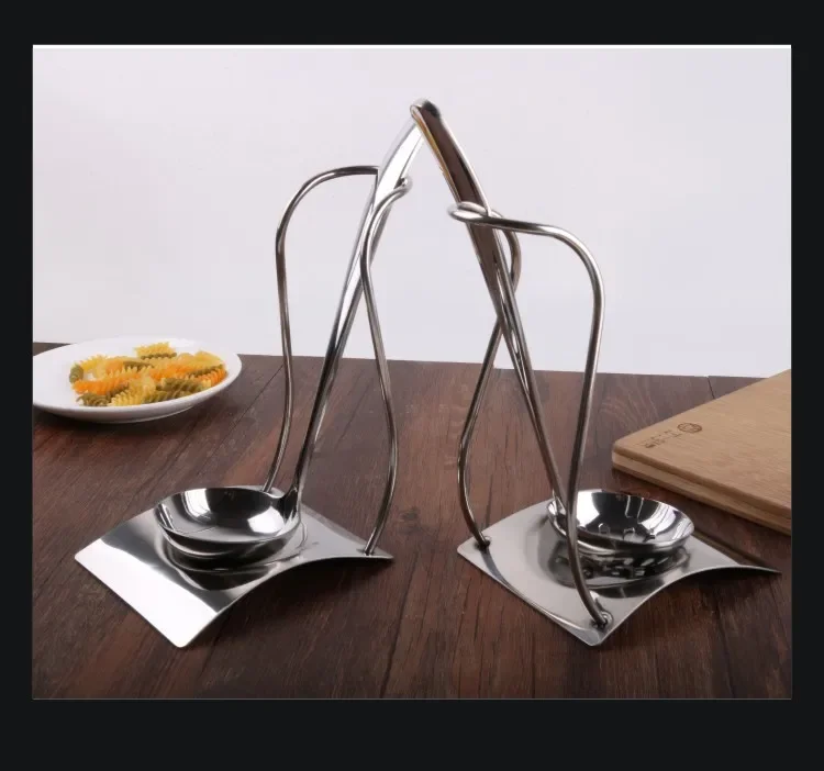 

Creative Kitchen Cooking Tools Stainless Steel Soup Spoon Holder For Home Kitchen Spoon Rests Pot Clips OK 0655