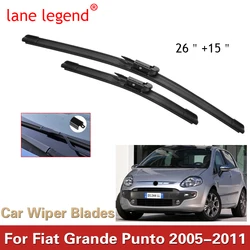 Conjunto de limpadores dianteiros para Fiat Grande Punto, pára-brisas para Evo, 26 in e 15 in, 2005-2011, 2009-2013, 2010 e 2011