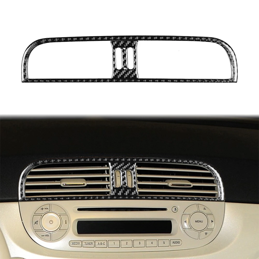 

Genuine Carbon Fiber Car Central Console Air Vent Frame Sticker For Fiat 500 2012-2015 Interior Accessory