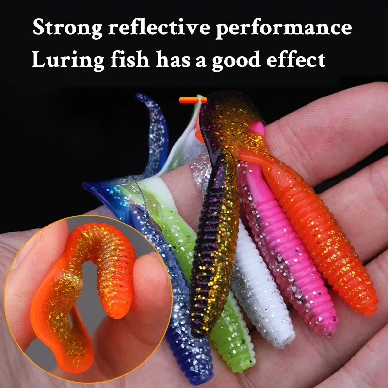

10pcs 55mm Soft Fishing Lures Set Curly Tail Grub Worm Jigging Swimbait Artificial Bait for Bass Trout Perch Ideal for Freshwate
