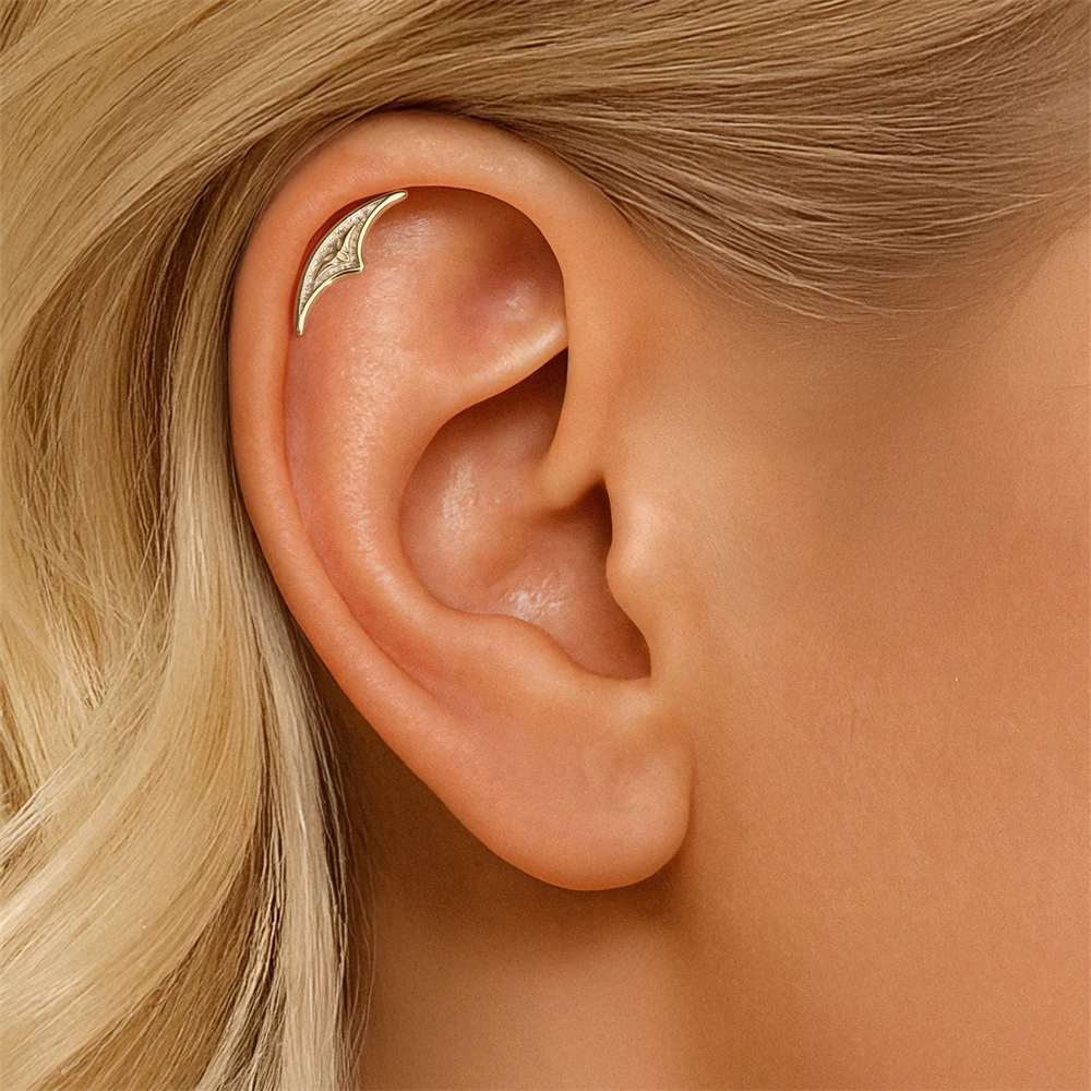Aide S925 Sterling Silver Vintage Elf Ear Crawler Earring Gothic Vintage Crescent Cartilage Stud for Women Punk Piercing Jewelry view 6