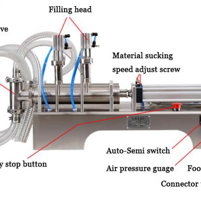 Double Heads Filling Machine Essential Oil Filler Pneumatic Piston Liquid Shampoo Milk Juice Vinegar Coffee Detergent Olive Oil