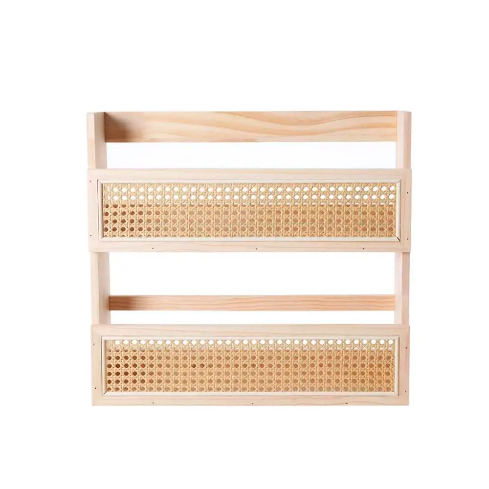 Wooden shelf and straw 2 floors-Oikos