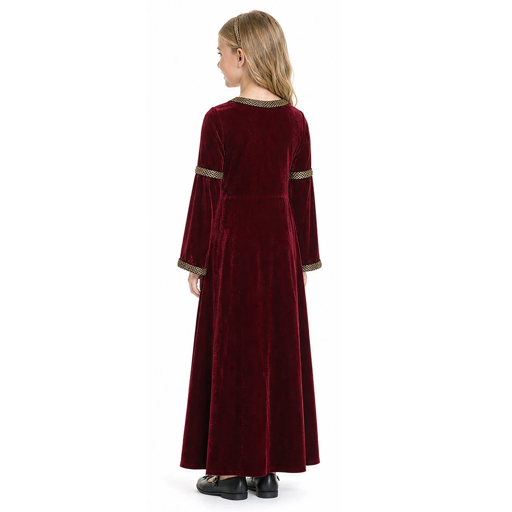 Medieval Renaissance Style Velvet Dress for Girls Stage Costumes for Musicals Palace Style Holiday Party Costumes - view 4
