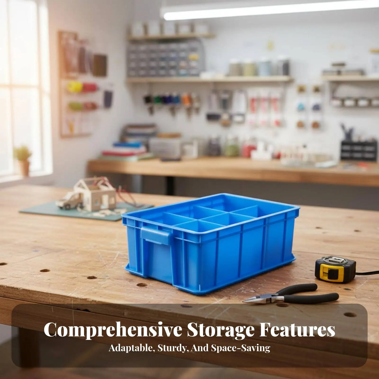 

Multi-Compartment Parts Container Stackable Design Compartmentalized Tool Tool Organizer Sturdy Portable for Mechanics