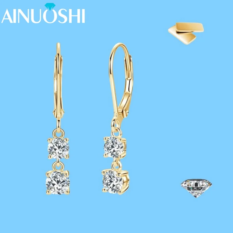 

AINUOSHI S925 серьги-капли из стерлингового серебра для женщин, 4 шт., серьги с муассанитом и бриллиантами, сверкающие рождественские украшения, подарки