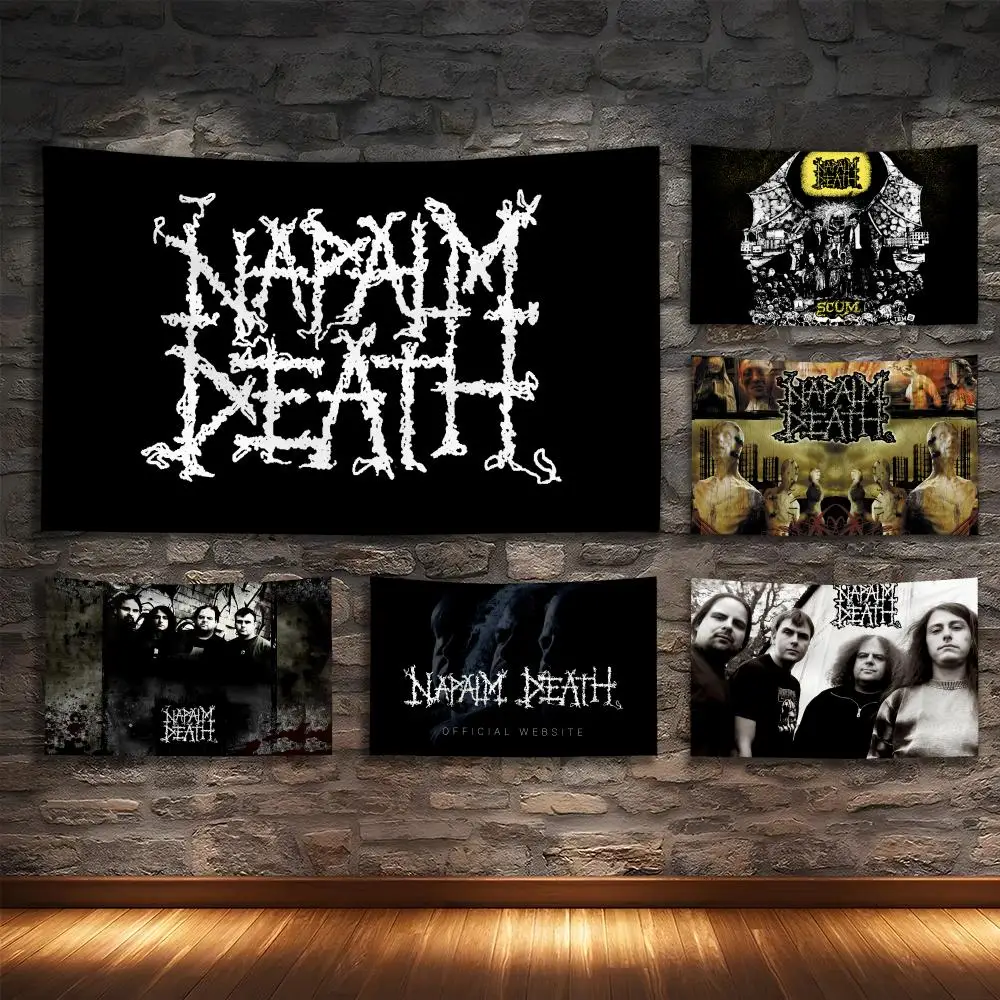 

N-Napalm DeathS Heavy Metal Band Tapestry Custom Living Bedroom Party Dormitory Interior Wall Bohemian Decoration Attached Clip