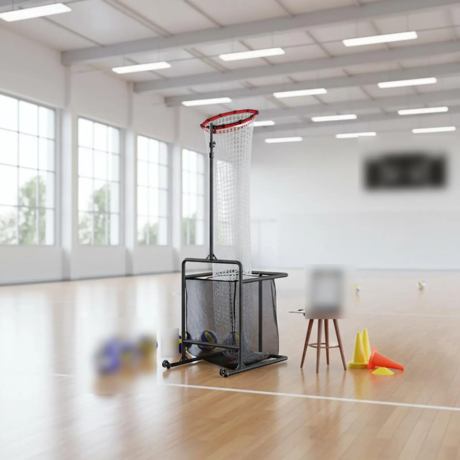Filet d'entraînement de volley-ball réglable, durable et portable, avec sac de transport et structure en acier pour entraîneurs