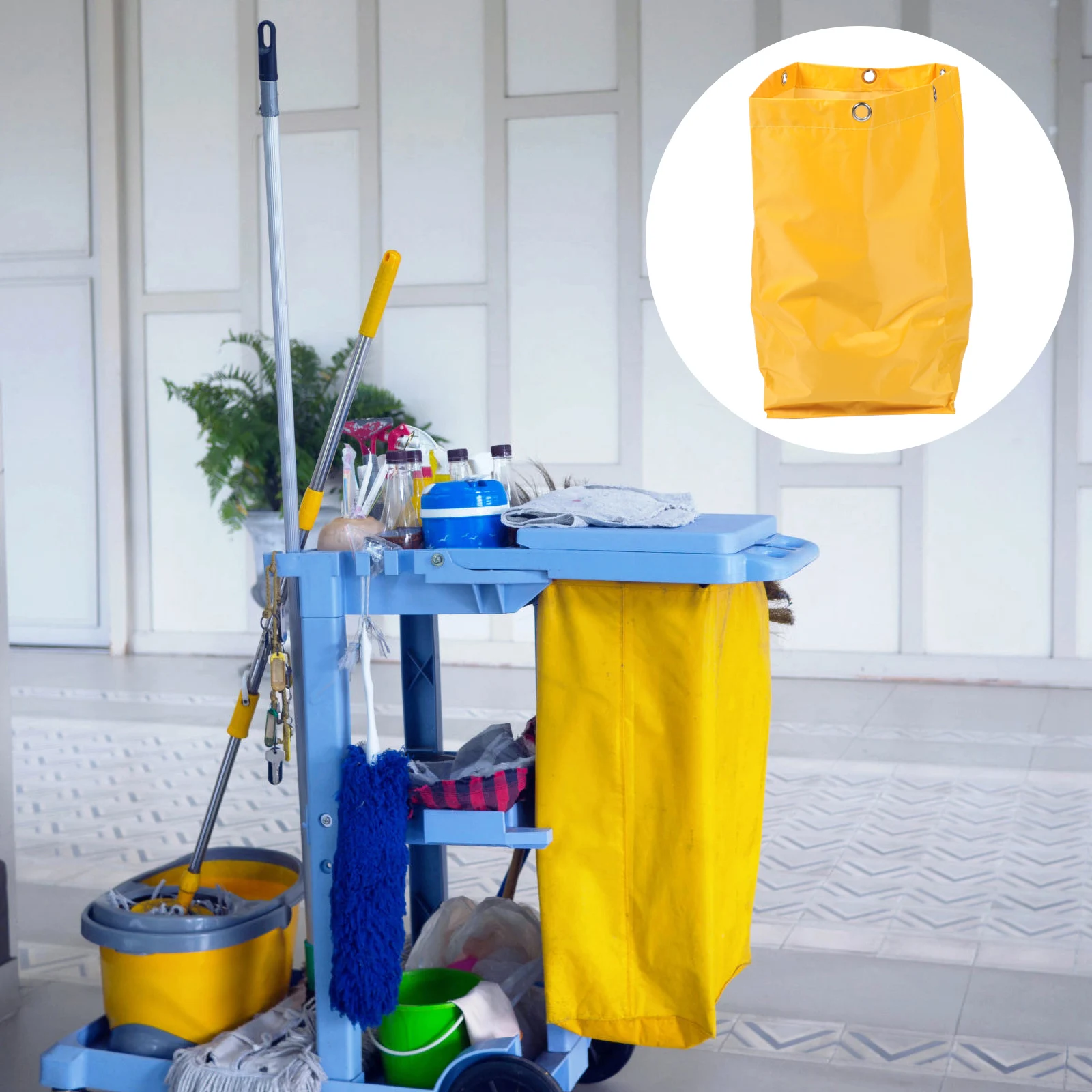 

HeavyDuty CleaningCart Bags Multifunctional TrolleyBags Thickened JanitorBag Replacement YellowClothBag