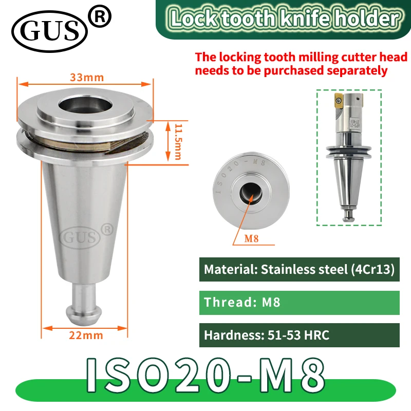 ISO20 ISO25 Portacoltelli con dente di bloccaggio M8 M10 M12 Portautensili per fresa traspostabile Maniglia per macchina da intaglio di precisione Mandrino