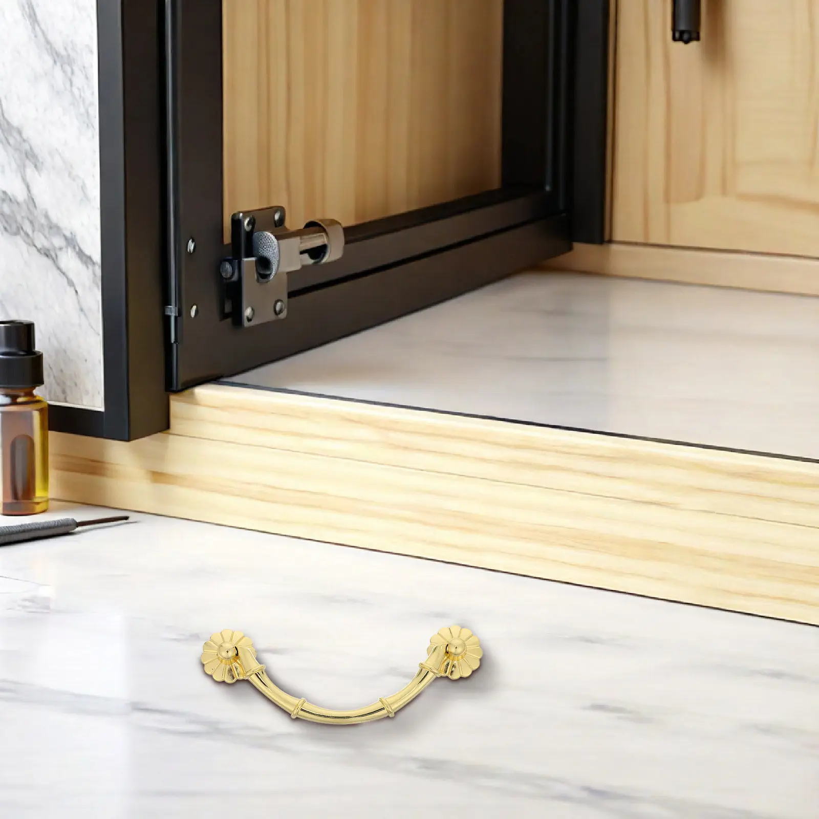 4Pcs Cabinet Door Pulls Zinc Alloy Vintage Bamboo Segment Design Kitchen Drawer Handles Furniture Hardware Fixtures for Wardrobe