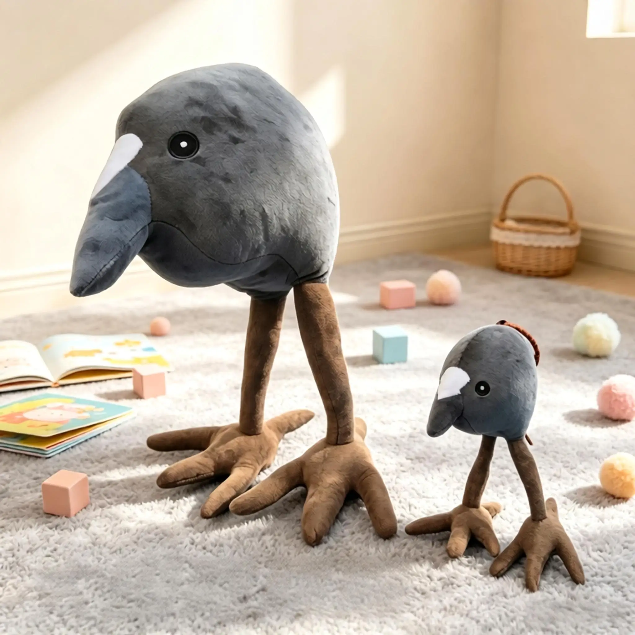 16/40cm Lovely Coot Bird Stuffed Plush Toy Soft Animal Doll Slender Brown Legs Abstract Hanging Decor Birthday Gift Boys Girls