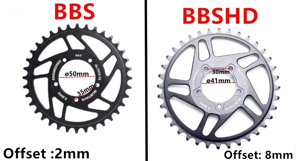 ชิ้นส่วนอะไหล่จักรยานไฟฟ้าเฟืองโซ่จักรยาน36T/34T/38T/40T สำหรับ BBS02 BBS01 bafang bbshd มอเตอร์ขับกลาง CNC เฟืองโซ่ไฟฟ้า