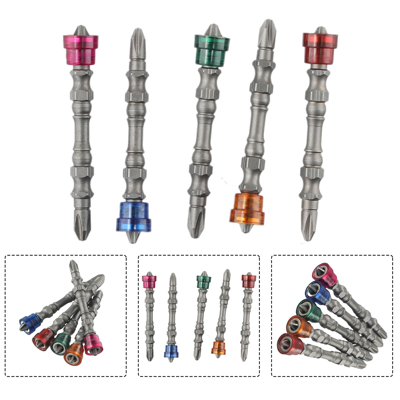 Versatile Magnetic Screwdriver PH2 Alloy Steel DoubleHeaded Cross Drill Bit 65mm for Power Tools Color As shown