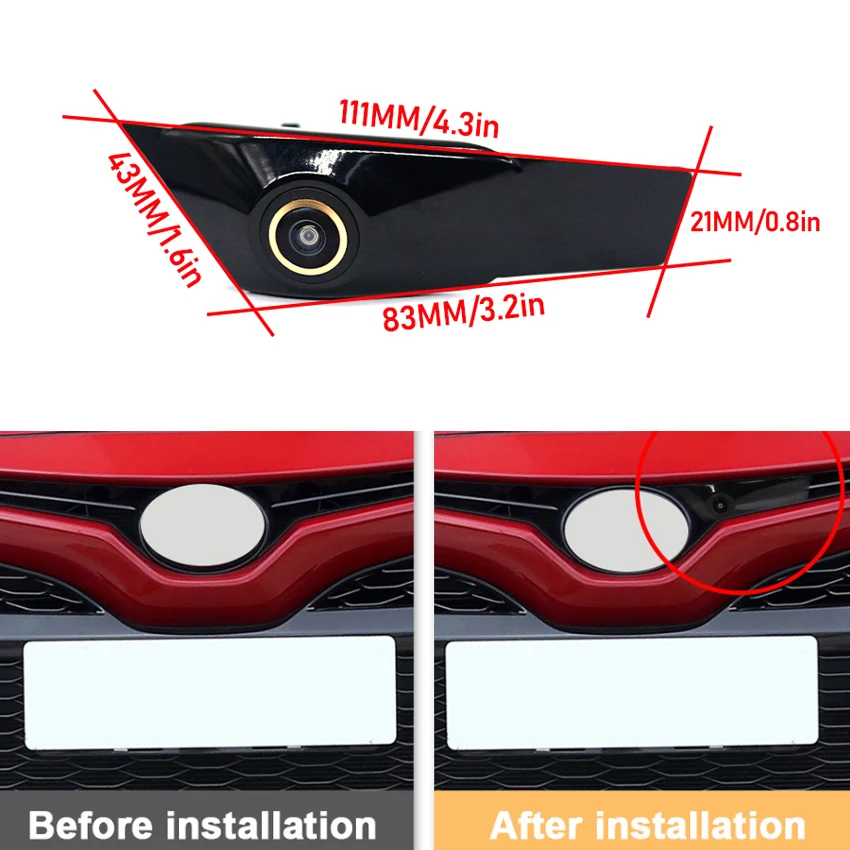 Full HD AHD CVBS 1920P Golden Fisheye Car Front View Camera Parking Logo Camera For Toyota Camry XV70 2017 2018 2019 2020