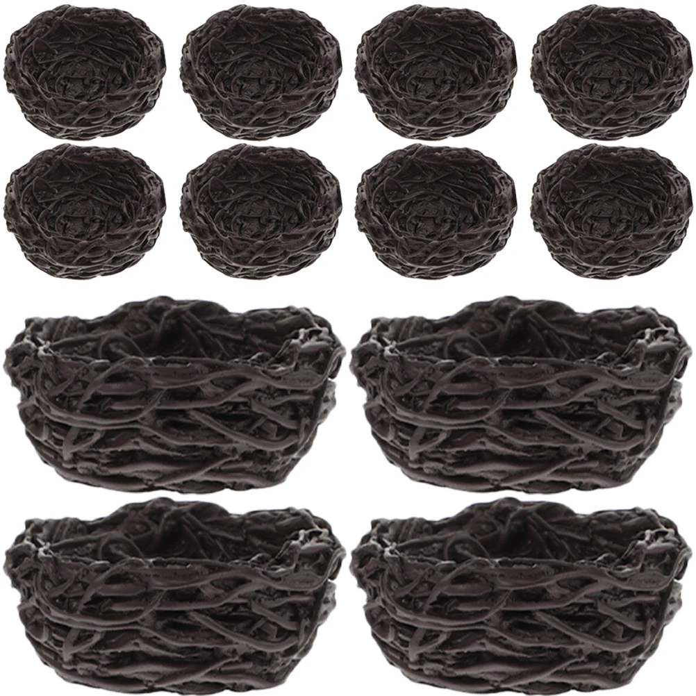 

12 Pcs Simulation Bird's Nest Decor Mini House Resin Craft Yard Easter Landscape Accessory Ornament