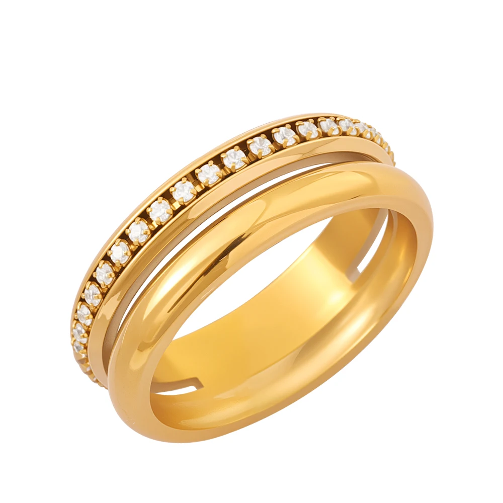 18K Gold Plating Stainless Steel Ring Tarnish Resistant Metal Popular Jewelry Christmas Gift