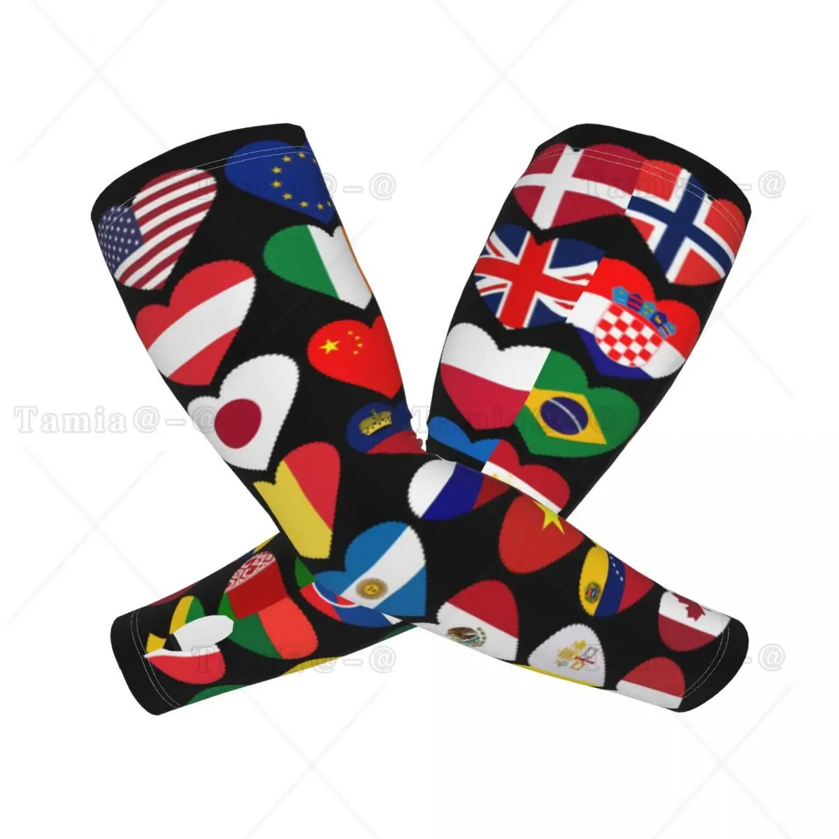 Custom Flags Of The Country Of The World UV Protection Cooling แขนแขนผู้ชายผู้หญิงกีฬา Tattoo Cover Up