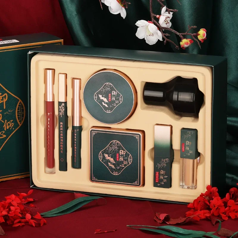 8 pezzi set di trucco natalizio confezione regalo vestito rossetto correttore ombretto tavolozza impostazione polvere maquiagem kit trucco cosmetico