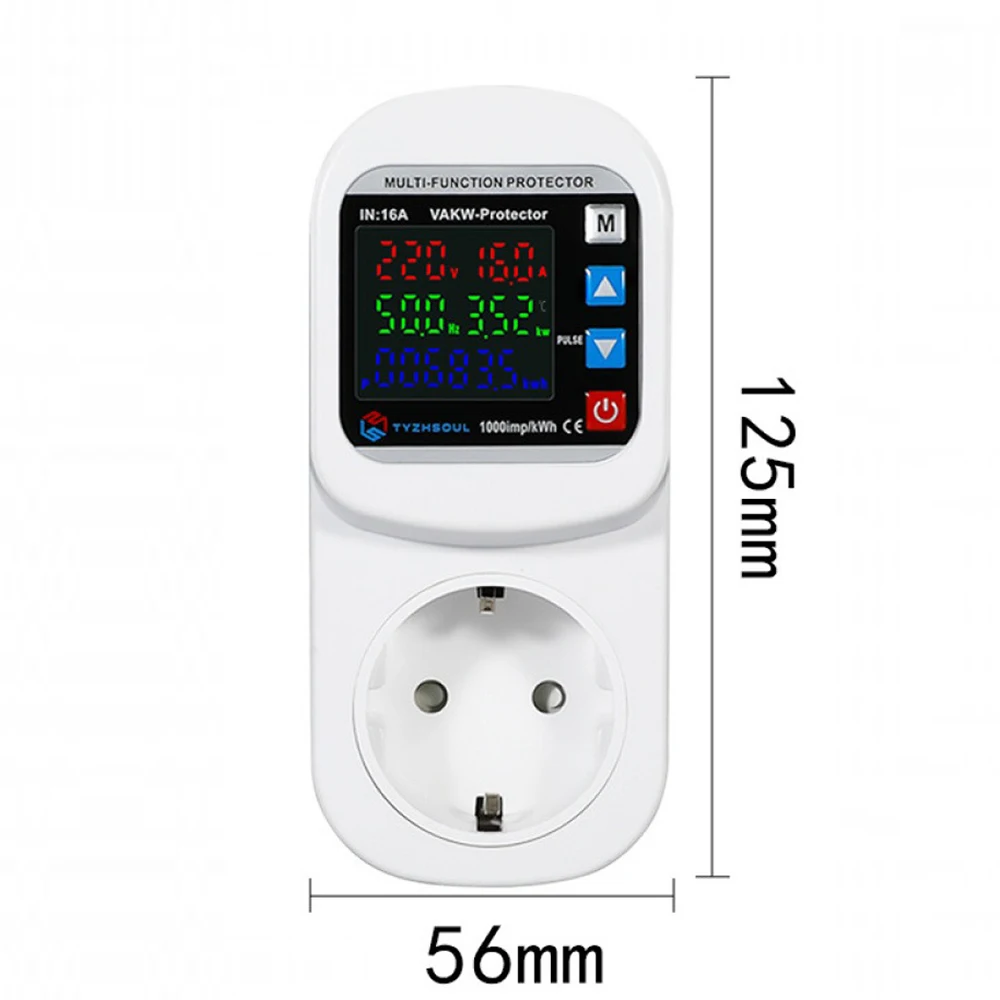 

230 В 16 А защита от перенапряжения и тока, регулируемый таймер, многофункциональная розетка для защиты от пониженного напряжения