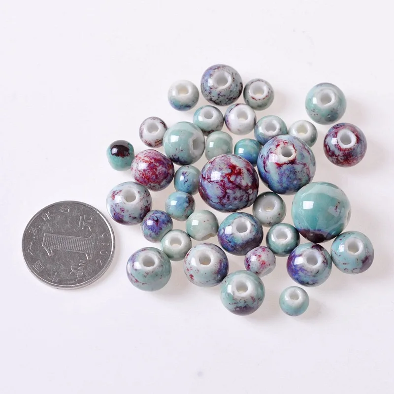 BoYuTe (50 Pieces/Bag) 6-8-10MM Ceramic Loose Beads Handmade DIY Porcelain Beads Jewelry Making Accessories