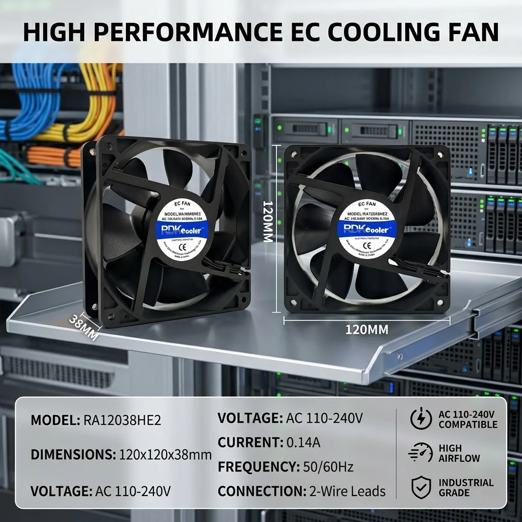 For RDK Cooler RA12038HE2 EC 110V 220V 240V 12038 120x120x38mm Dual Ball Bearing Welder Incubator Inverter Chassis Cooler Fans