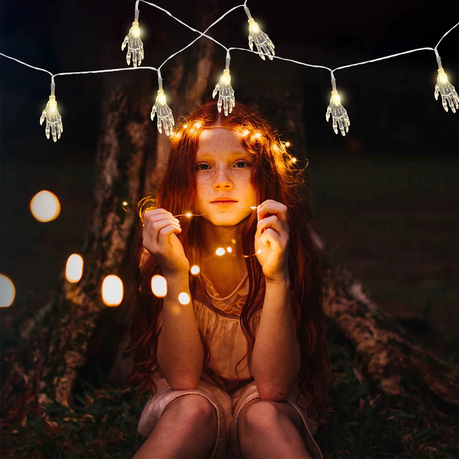 

3 Meters 20 Led Halloween Skull Hand String Lights Ghost Hand Light Operated Party Decoration Festival Lighting Home