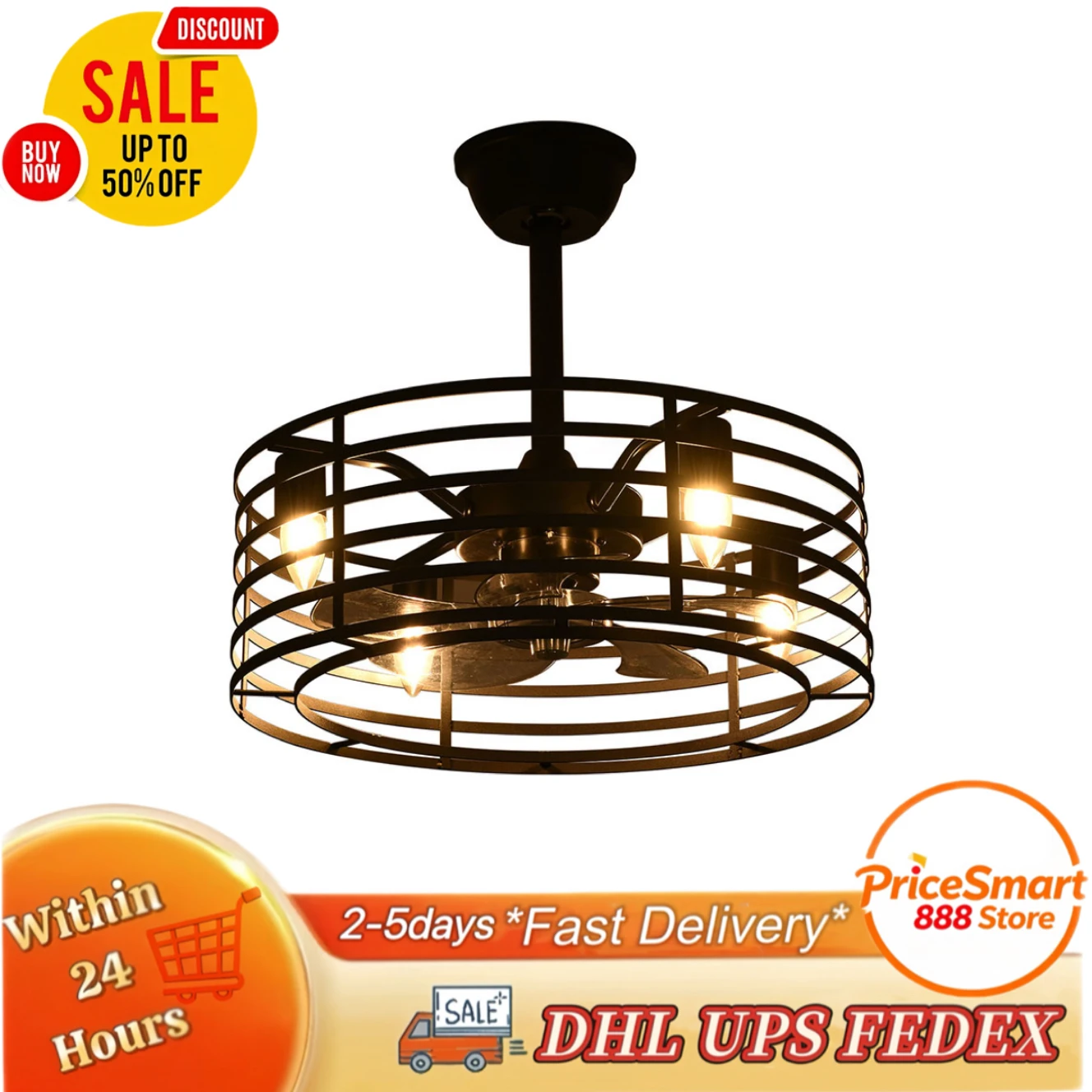 

2-in-1 Ceiling Fan Light Ceiling, with Remote Contol&Timing Function, 5 Blades, Flush Mount Ceiling Fan Light