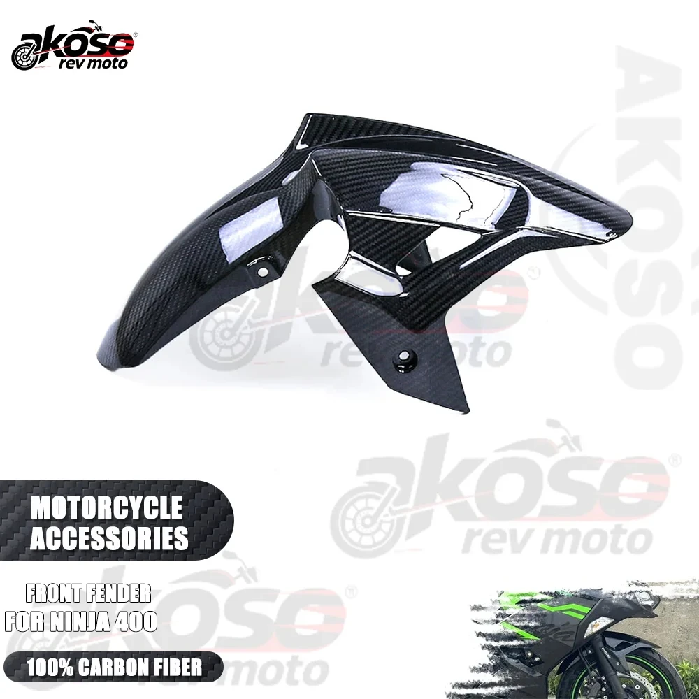 

100% 3K Carbon Fiber Front Fender Mud Guard Wheel Hugger Mud Flap Splash Parts For Kawasaki Ninja 400 Motorcycle Accessories