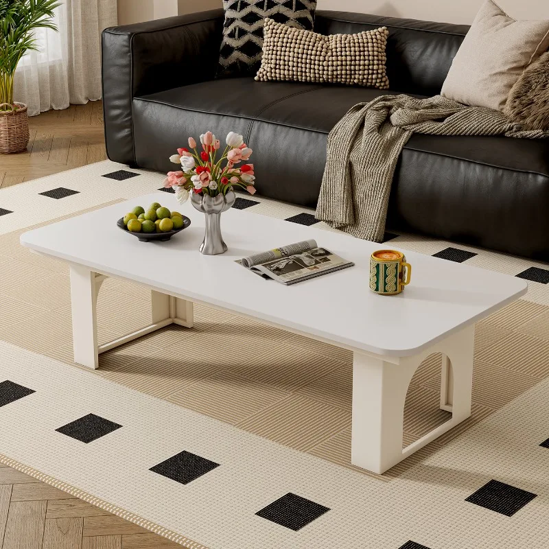 طاولة القهوة المركزية على طراز العصور الوسطى - طاولات القهوة المستطيلة الراقية لغرفة المعيشة | أثاث منزلي فرنسي بسيط FYCT #2