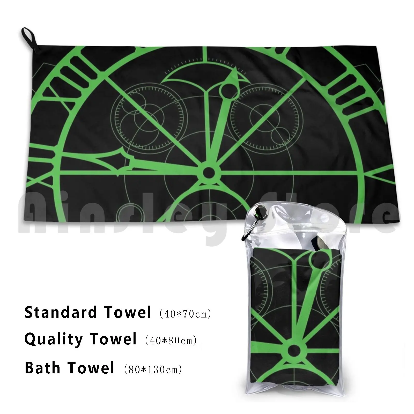 

Wicked Clock Set Design-Green Custom Towel Bath Towel Wicked Musical Musicals Broadway West End Theatre
