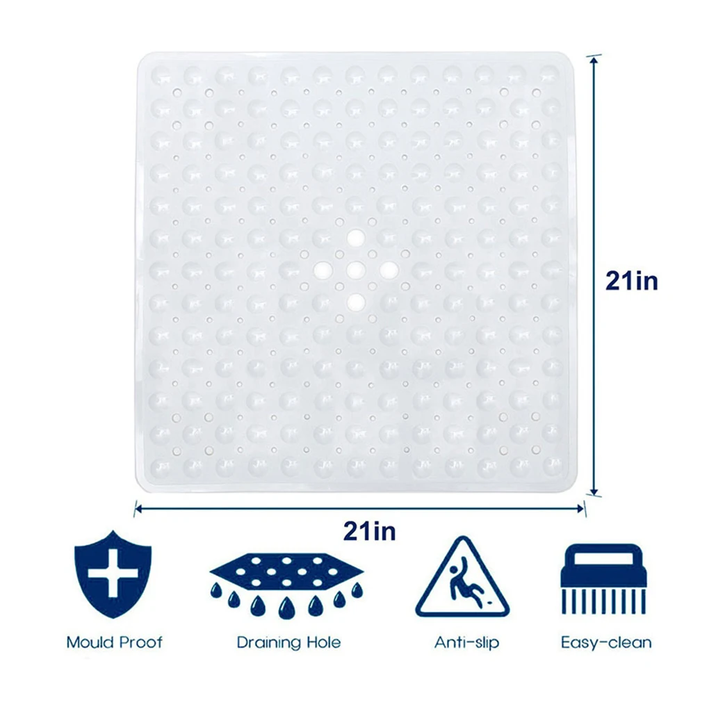 PVC Bathroom Mat Suction Floor Pads Shower Door Washable Bathtub Rug