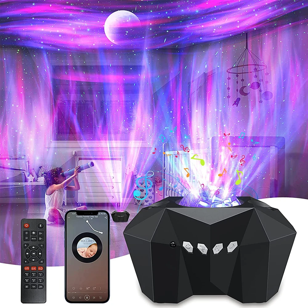 led star galaxy projector luz noturna com alto falante bluetooth aurora northern lights estrela da lua quarto home theater criancas 01