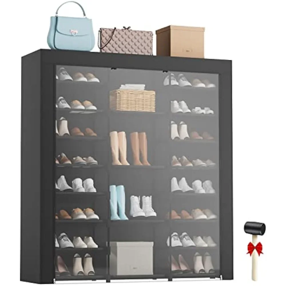 

LVNIUS Shoe Cabinets Large Tall Shoe Rack with Covers Shoes Closet 9-Tier 40-46 Pairs, Sneaker Rack Organizer Cabinet Closed