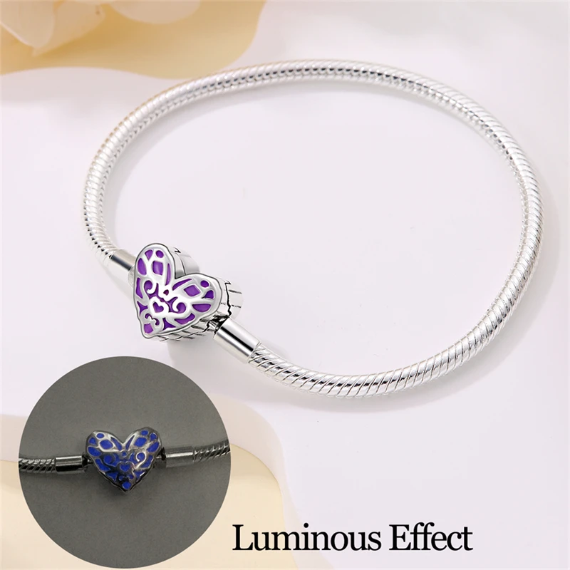Bracelet 925 Sterling Silver Original 17-20CM Halloween Night Light Retro Zircon Bracelets Fit DIY Charms Birthday Jewelry Gifts